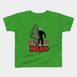 Christmas Believe Bigfoot Kids T-Shirt